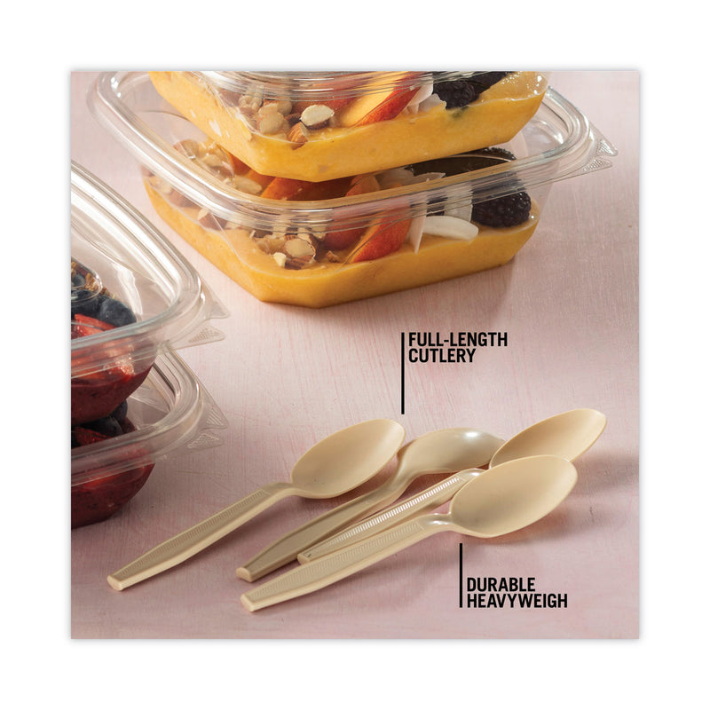 Pactiv Evergreen EarthChoice PSM Cutlery, Heavyweight, Spoon, 5.88", Tan, 1,000/Carton