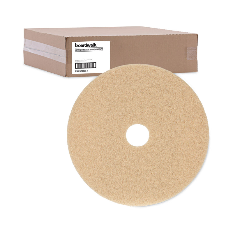 Boardwalk Burnishing Floor Pads, 20" Diameter, Tan, 5/Carton