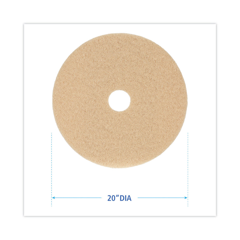 Boardwalk Burnishing Floor Pads, 20" Diameter, Tan, 5/Carton