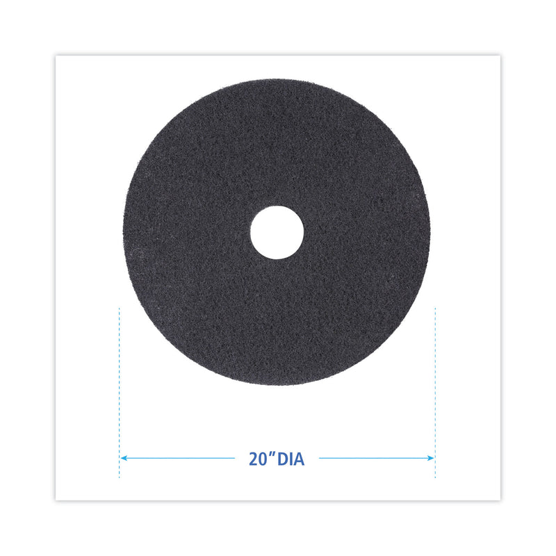 Boardwalk High Performance Stripping Floor Pads, 20" Diameter, Black, 5/Carton