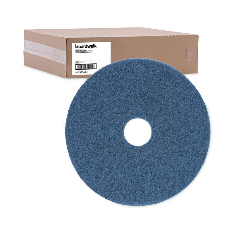 Boardwalk Scrubbing Floor Pads, 20" Diameter, Blue, 5/Carton