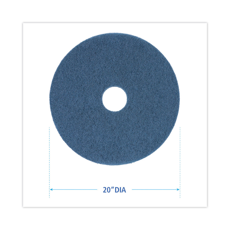 Boardwalk Scrubbing Floor Pads, 20" Diameter, Blue, 5/Carton