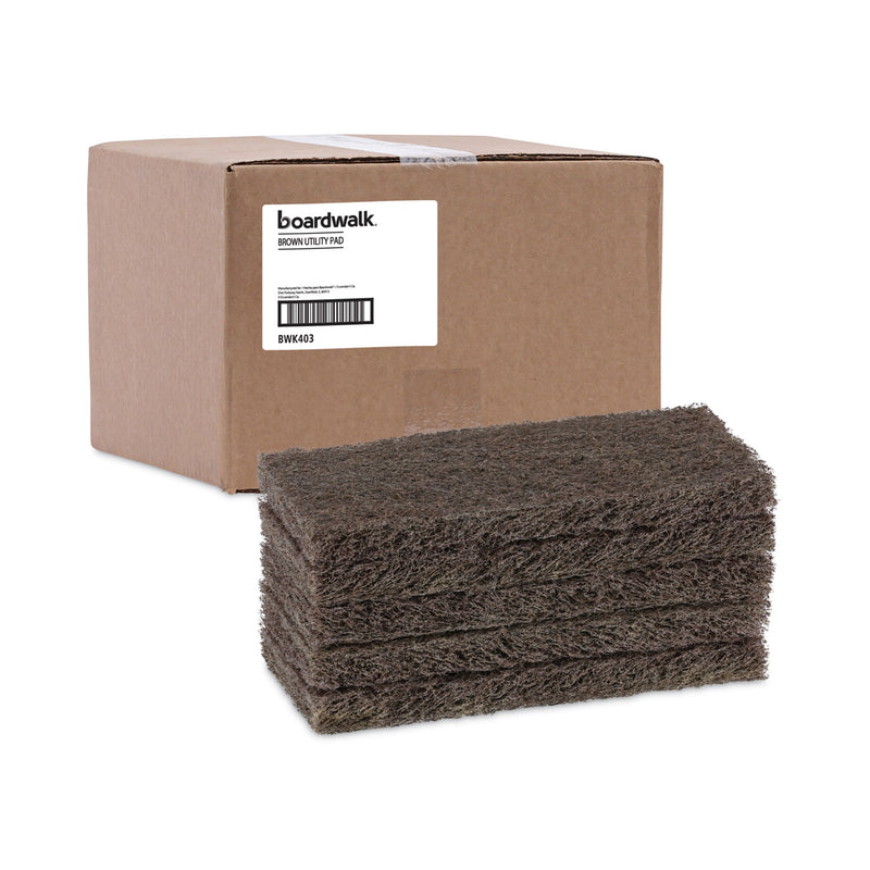 Boardwalk Heavy-Duty Scour Pad, 4.63 x 10, Brown, 20/Carton