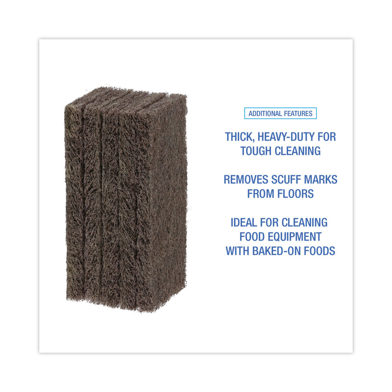 Boardwalk Heavy-Duty Scour Pad, 4.63 x 10, Brown, 20/Carton