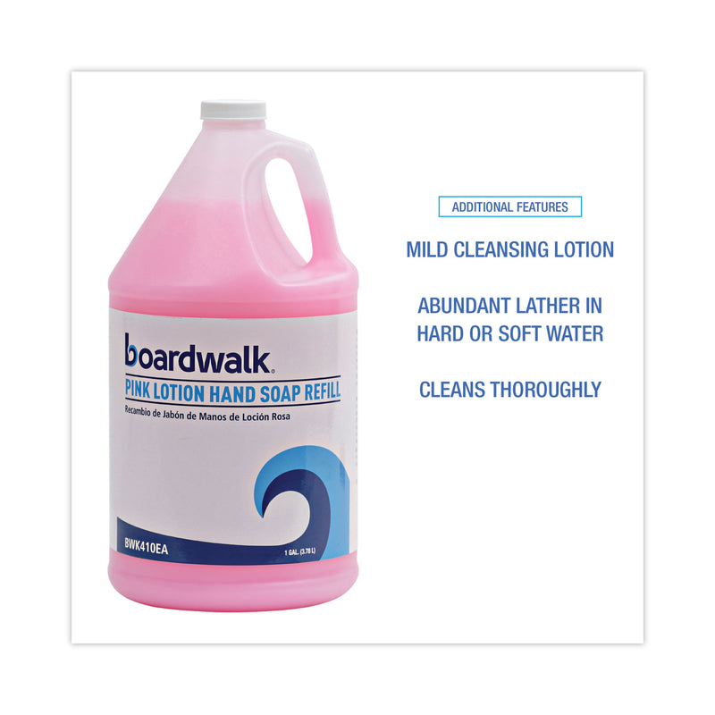 Boardwalk Mild Cleansing Pink Lotion Soap, Cherry Scent, Liquid, 1 gal Bottle, 4/Carton