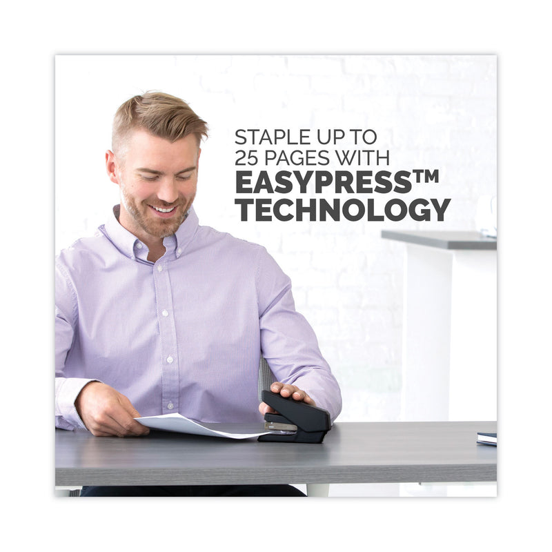 Fellowes LX840 EasyPress Half Strip Stapler, 25-Sheet Capacity, Black