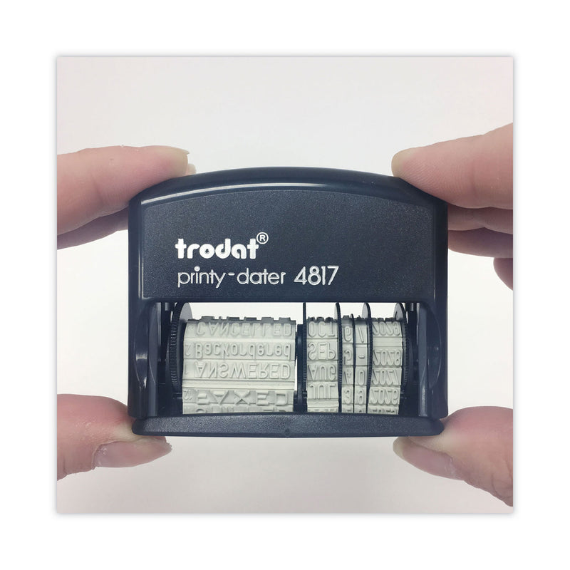 Trodat Printy Economy 12-Message Date Stamp, Self-Inking, 2" x 0.38", Black