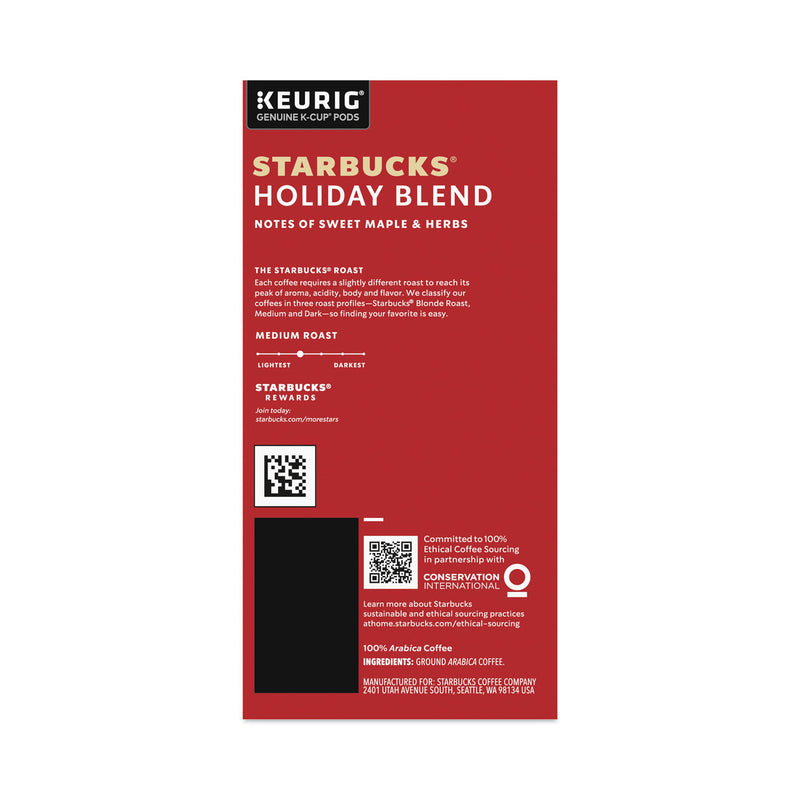 Starbucks Holiday Blend Coffee, K-Cups, 22/Box, 4 Boxes/Carton