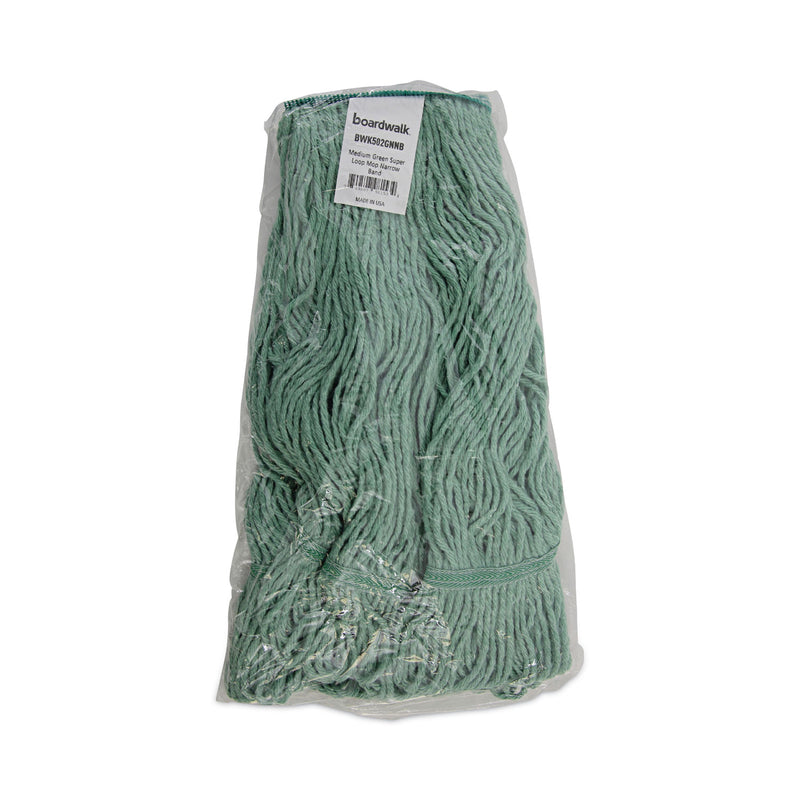 Boardwalk Mop Head, Premium Standard Head, Cotton/Rayon Fiber, Medium, Green, 12/Carton