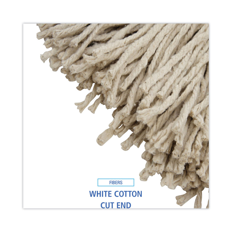 Boardwalk Cut-End Lie-Flat Wet Mop Head, Cotton, 24oz, White