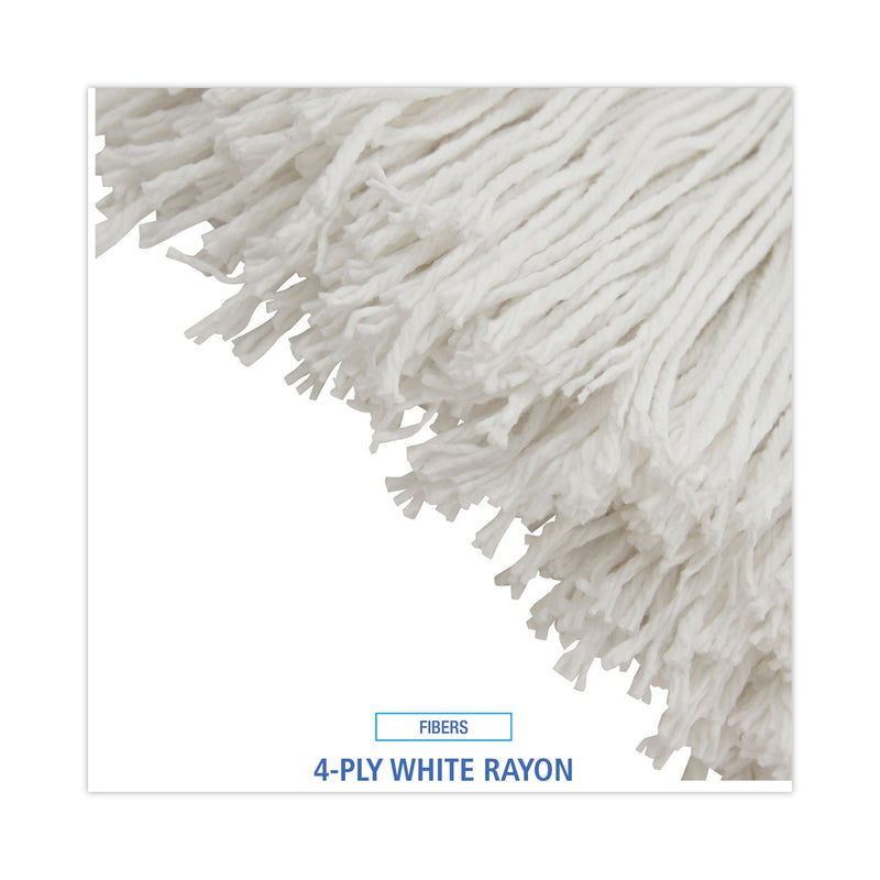 Boardwalk Mop Head, Economical Lie-Flat Head, Rayon Fiber, 32-Oz., White, 12/Carton