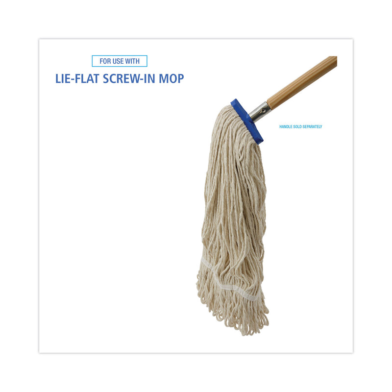 Boardwalk Mop Head, Lie-Flat Head, Cotton Fiber, 24 oz, White, 12/Carton