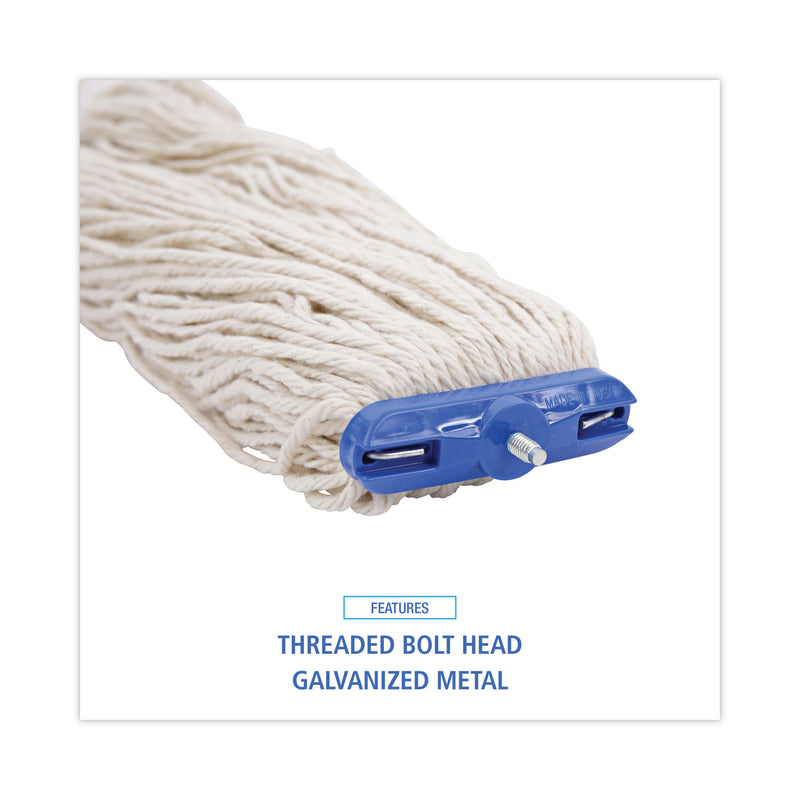 Boardwalk Mop Head, Lie-Flat Head, Cotton Fiber, 24 oz, White, 12/Carton