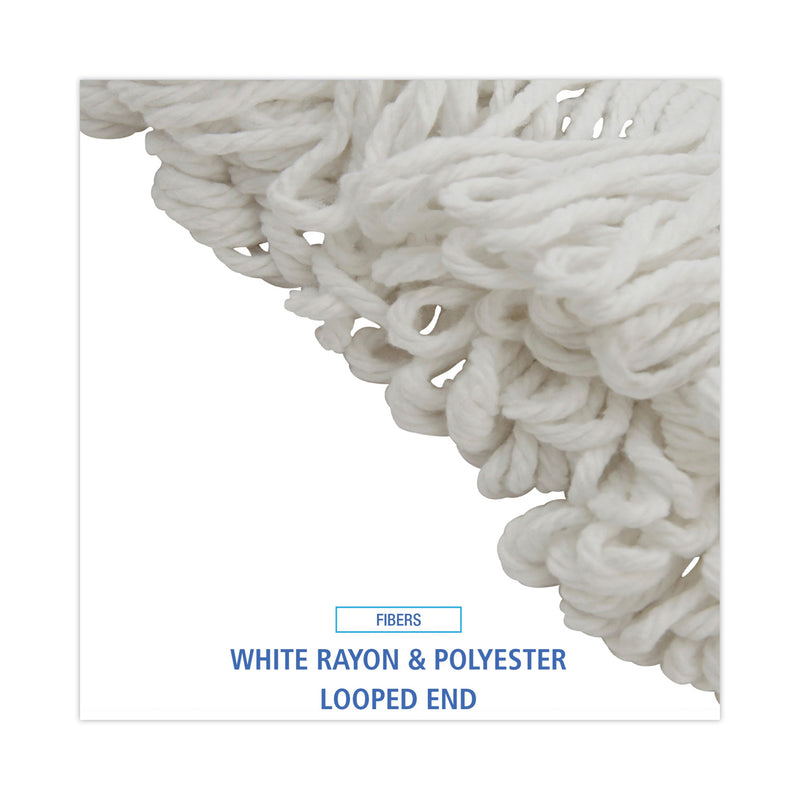 Boardwalk Mop Head, Lie-Flat Head, Rayon Fiber, 24oz, White, 12/Carton