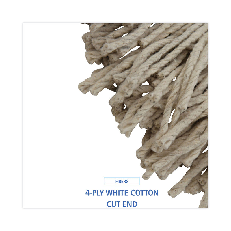 Boardwalk Mop Head, Lie-Flat Head, Cotton Fiber, 24 oz., White, 12/Carton