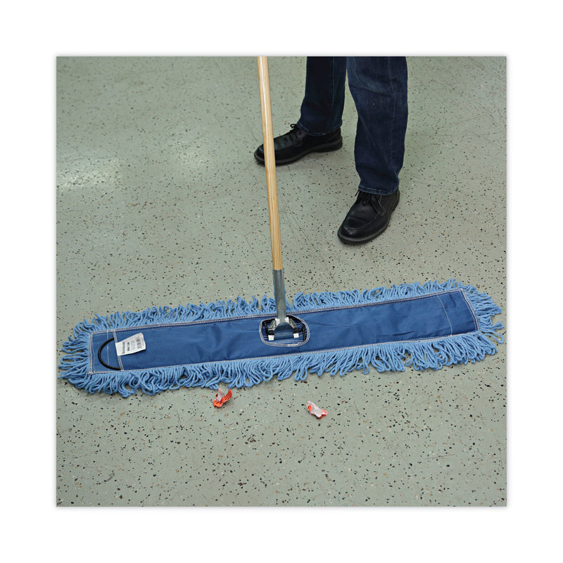 Boardwalk Dry Mopping Kit, 36 x 5 Blue Blended Synthetic Head, 60" Natural Wood/Metal Handle