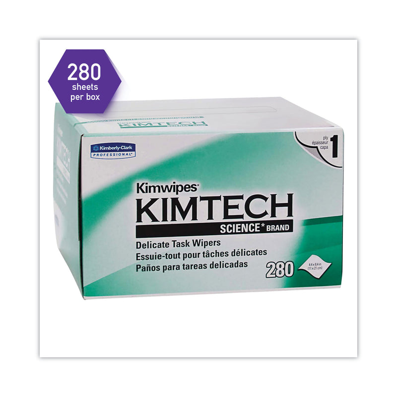 Kimtech Kimwipes, Delicate Task Wipers, 1-Ply, 4.4 x 8.4, 286/Box