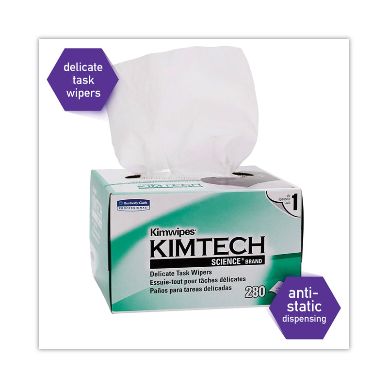 Kimtech Kimwipes, Delicate Task Wipers, 1-Ply, 4.4 x 8.4, 286/Box