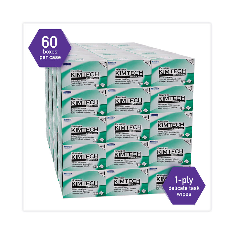 Kimtech Kimwipes, Delicate Task Wipers, 1-Ply, 4.4 x 8.4, 286/Box, 60 Boxes/Carton