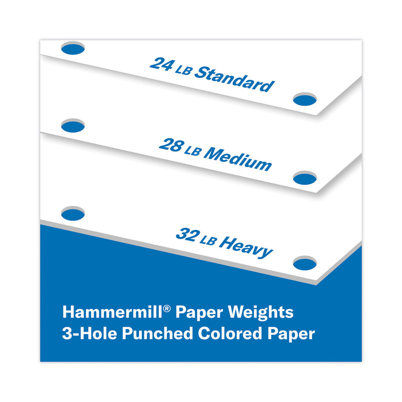 Hammermill Premium Laser Print Paper, 98 Bright, 3-Hole, 24 lb Bond Weight, 8.5 x 11, White, 500/Ream