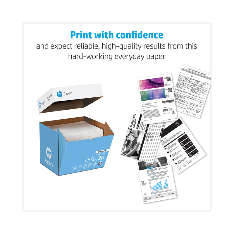 HP Papers Office20 Paper, 92 Bright, 20 lb Bond Weight, 8.5 x 11, White, 2, 500/Carton