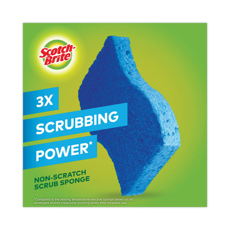 Scotch-Brite Non-Scratch Multi-Purpose Scrub Sponge, 4.4 x 2.6, 0.8" Thick, Blue, 3/Pack