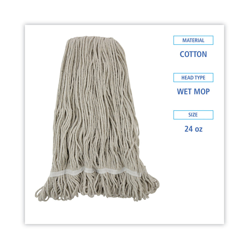 Boardwalk Pro Loop Web/Tailband Wet Mop Head, Cotton, 24oz, White