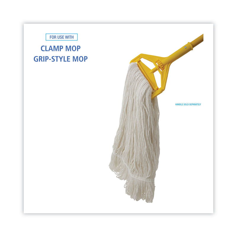 Boardwalk Pro Loop Web/Tailband Wet Mop Head, Rayon, 24oz, White, 12/Carton