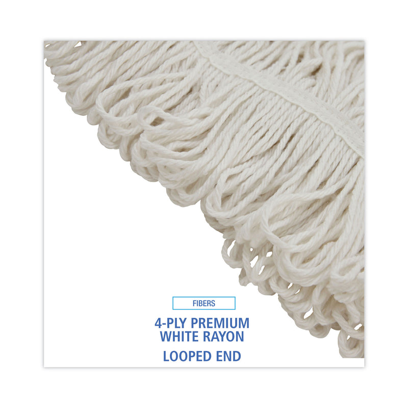 Boardwalk Pro Loop Web/Tailband Wet Mop Head, Rayon, 24oz, White