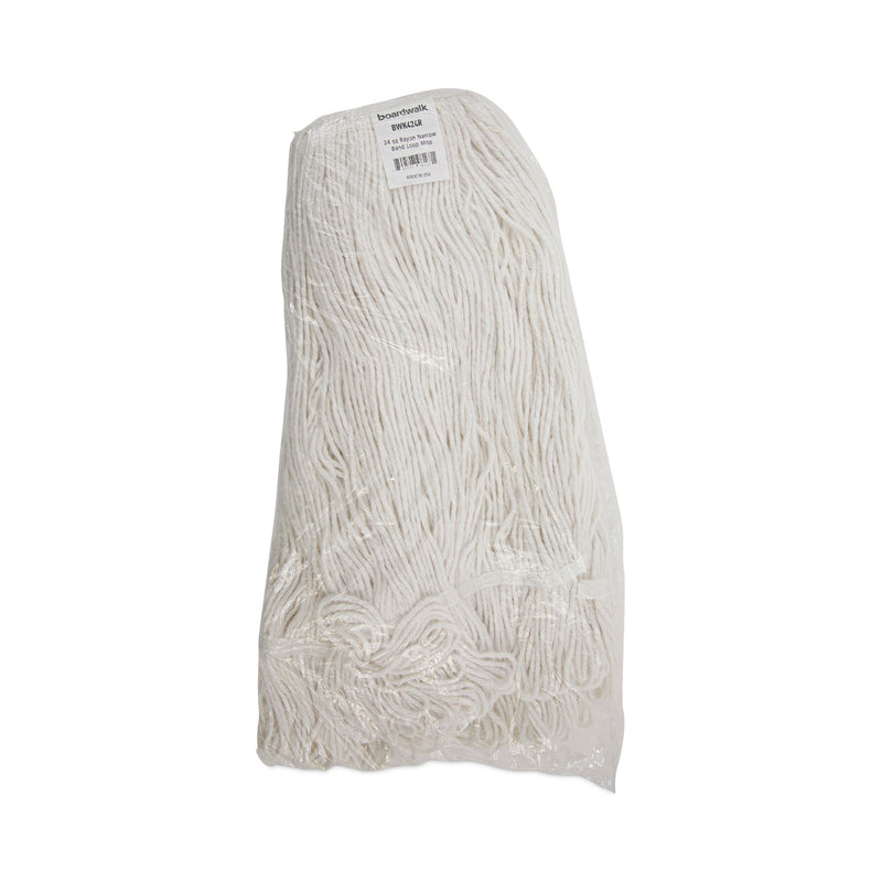 Boardwalk Pro Loop Web/Tailband Wet Mop Head, Rayon, 24oz, White