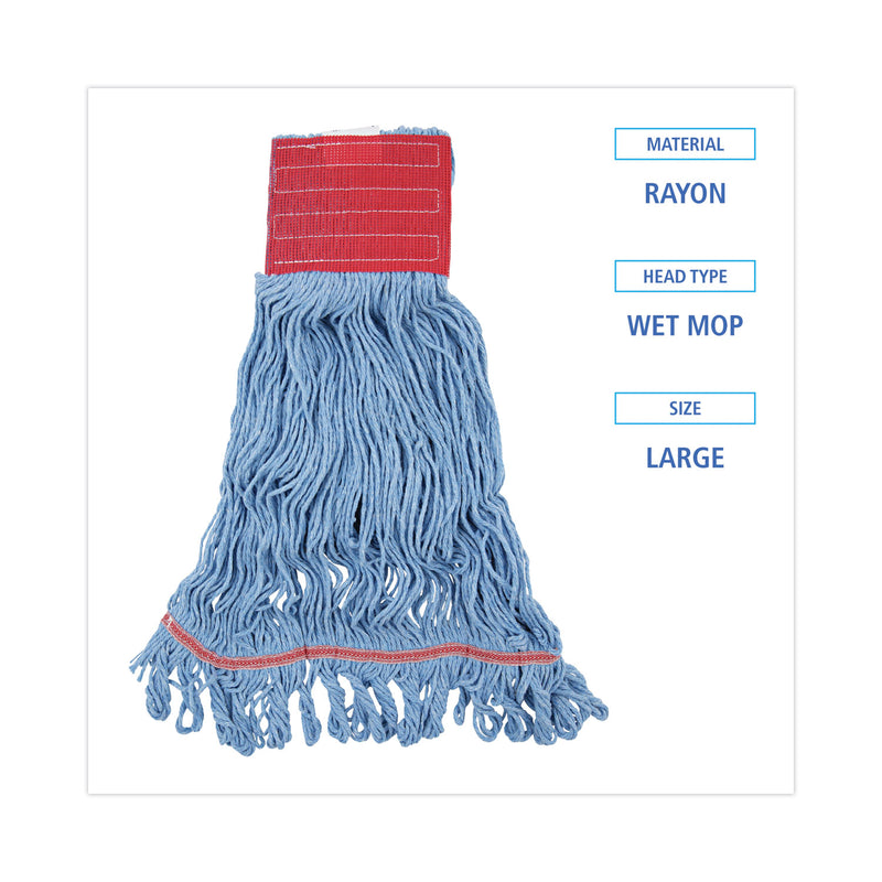 Boardwalk Pro Loop Web/Tailband Mop Head, Blue, Large, 12/Carton