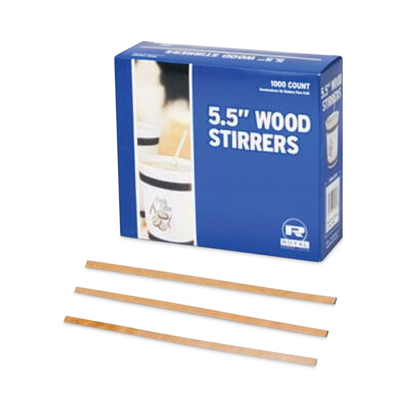 AmerCareRoyal Wood Coffee Stirrers, 5.5", 1,000 Stirrers/Box