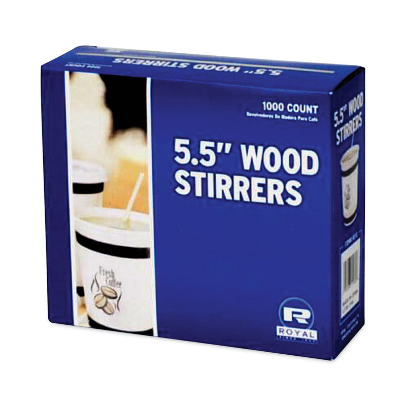 AmerCareRoyal Wood Coffee Stirrers, 5.5", 1,000 Stirrers/Box