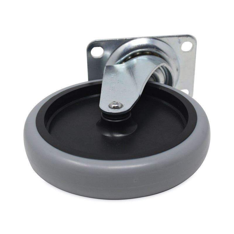 Rubbermaid Replacement Bayonet-Stem Swivel Casters, Swivel Mount Plate, 5" Soft Rubber Wheel, Black