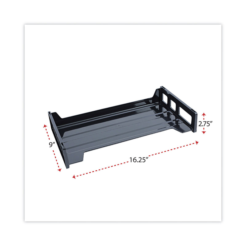 Universal Recycled Plastic Side Load Desk Trays, 2 Sections, Legal Size Files, 16.25" x 9" x 2.75", Black