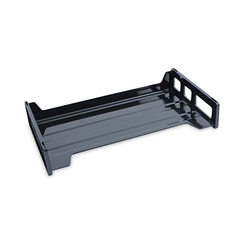 Universal Recycled Plastic Side Load Desk Trays, 2 Sections, Legal Size Files, 16.25" x 9" x 2.75", Black