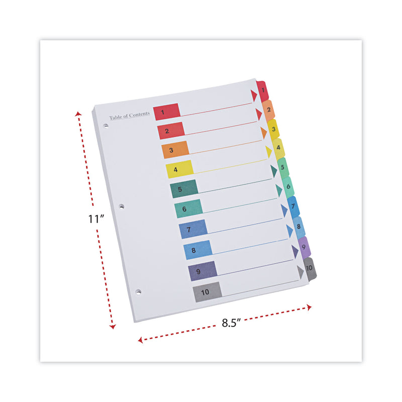 Universal Deluxe Table of Contents Dividers for Printers, 10-Tab, 1 to 10; Table Of Contents, 11 x 8.5, White, 6 Sets