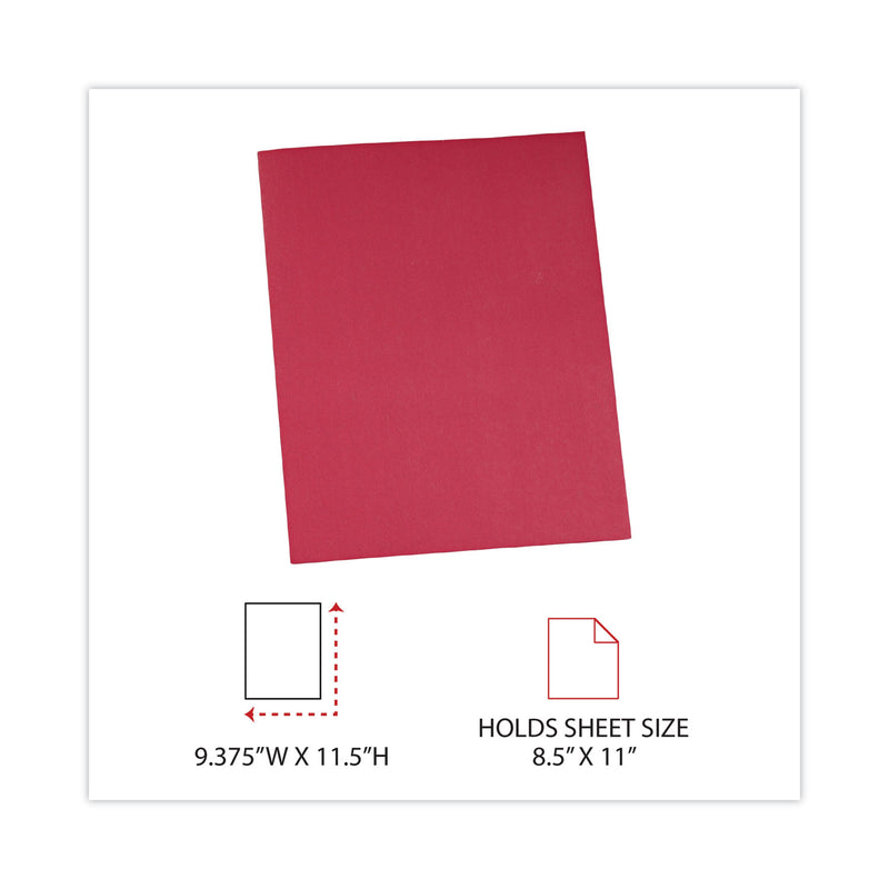 Universal Two-Pocket Portfolio, Embossed Leather Grain Paper, 11 x 8.5, Red, 25/Box