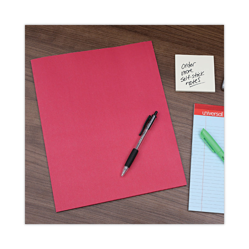 Universal Two-Pocket Portfolio, Embossed Leather Grain Paper, 11 x 8.5, Red, 25/Box