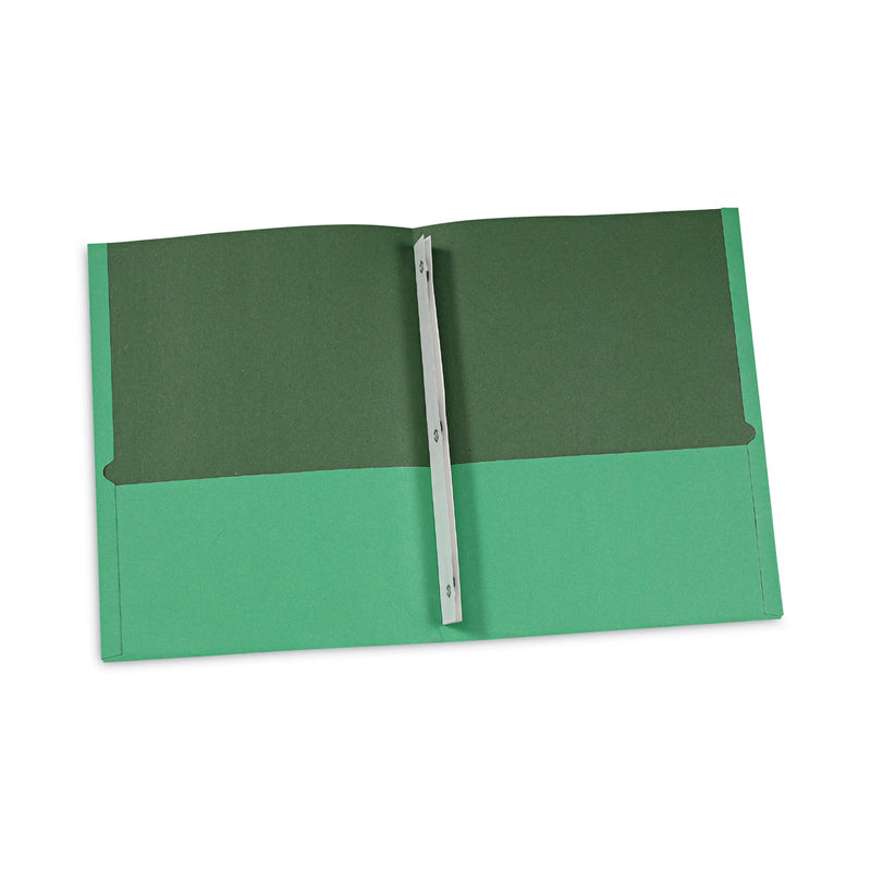 Universal Two-Pocket Portfolios with Tang Fasteners, 0.5" Capacity, 11 x 8.5, Green, 25/Box