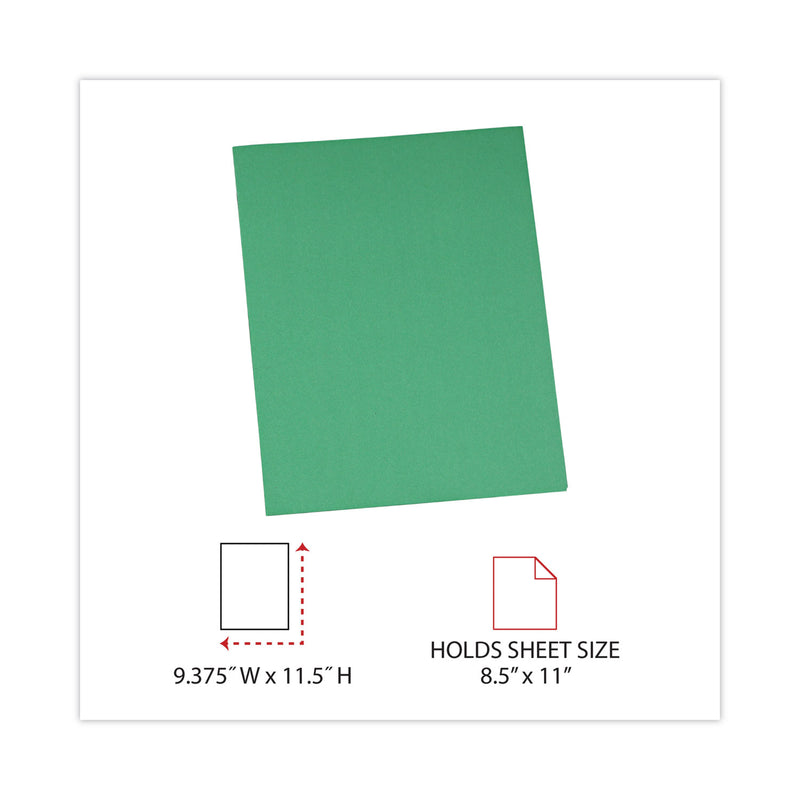 Universal Two-Pocket Portfolios with Tang Fasteners, 0.5" Capacity, 11 x 8.5, Green, 25/Box