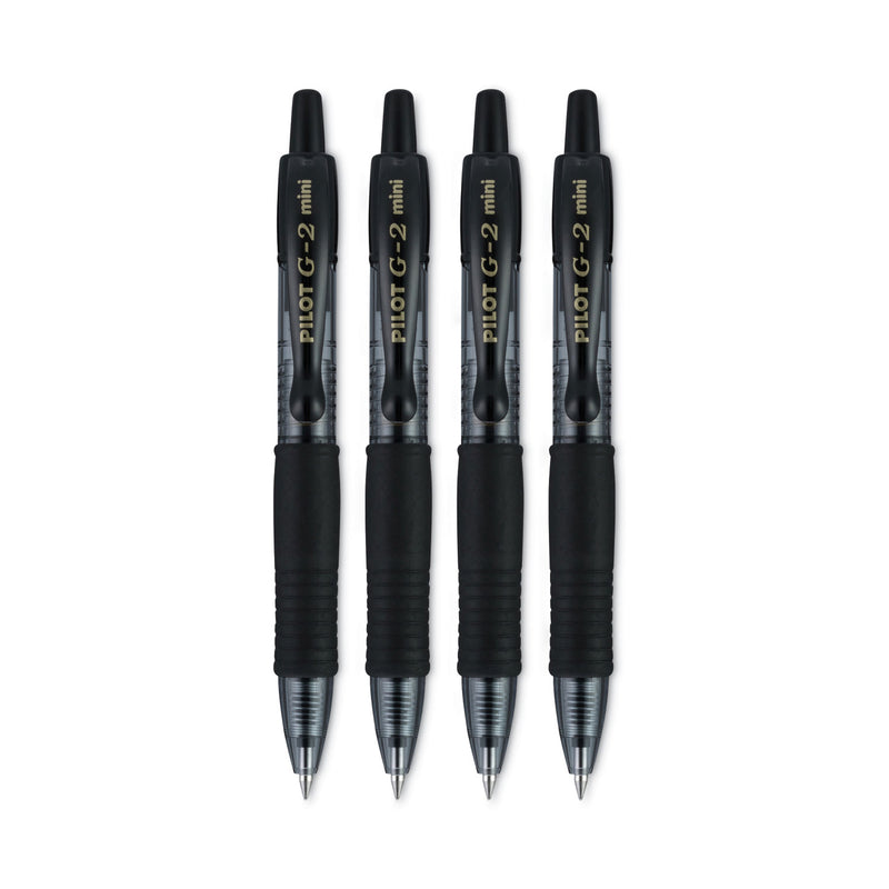 Pilot G2 Mini Gel Pen, Retractable, Fine 0.7 mm, Black Ink, Black Barrel, 4/Pack