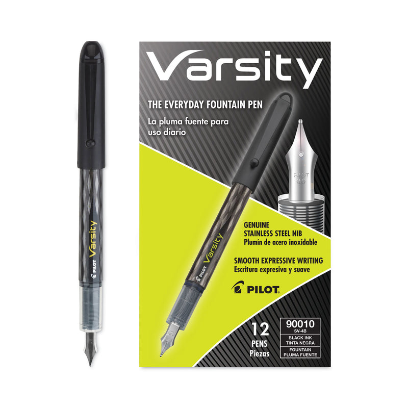 Pilot Varsity Fountain Pen, Medium 1 mm, Black Ink, Gray Pattern Wrap