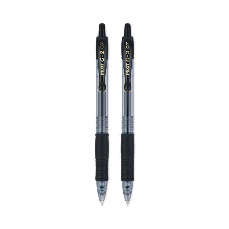 Pilot G2 Premium Gel Pen, Retractable, Fine 0.7 mm, Black Ink, Smoke Barrel, 2/Pack