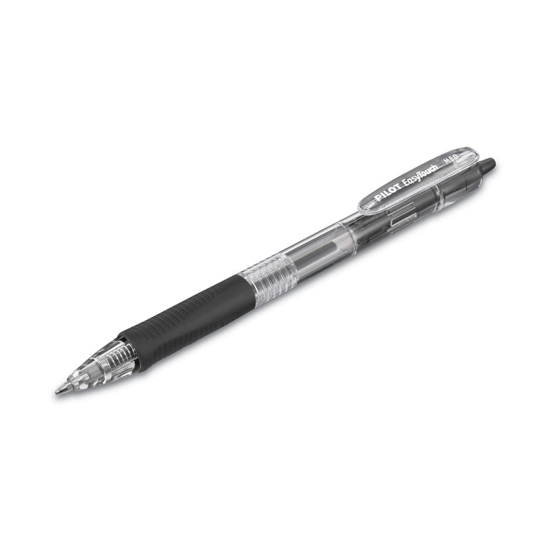 Pilot EasyTouch Ballpoint Pen, Retractable, Medium 1 mm, Black Ink, Clear Barrel, Dozen