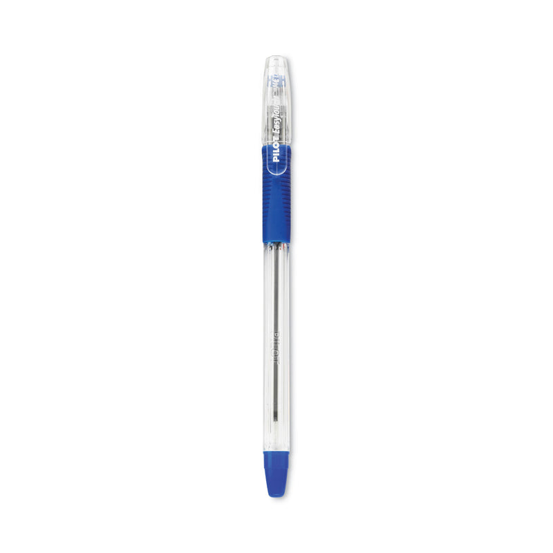 Pilot EasyTouch Ballpoint Pen, Stick, Medium 1 mm, Blue Ink, Clear Barrel, Dozen