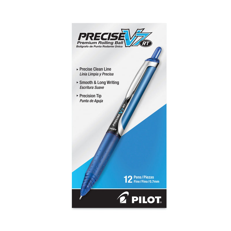 Pilot Precise V7RT Roller Ball Pen, Retractable, Fine 0.7 mm, Blue Ink, Blue Barrel