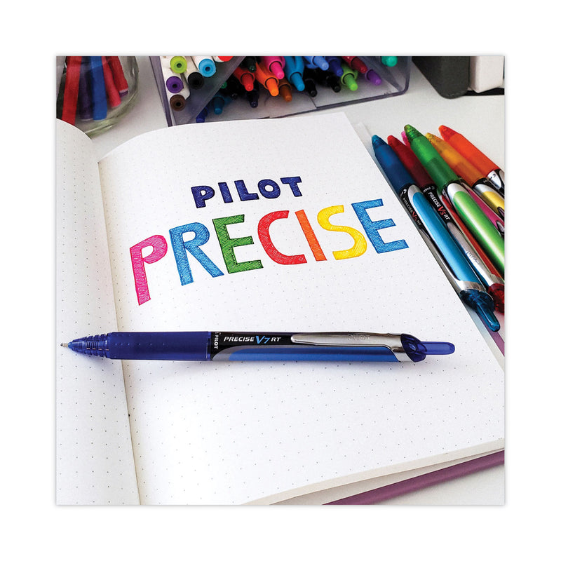 Pilot Precise V7RT Roller Ball Pen, Retractable, Fine 0.7 mm, Blue Ink, Blue Barrel