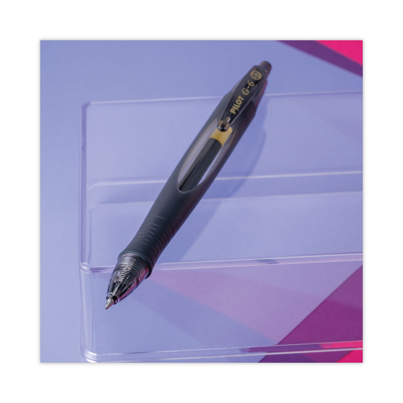 Pilot G6 Gel Pen, Retractable, Fine 0.7 mm, Black Ink, Black Barrel