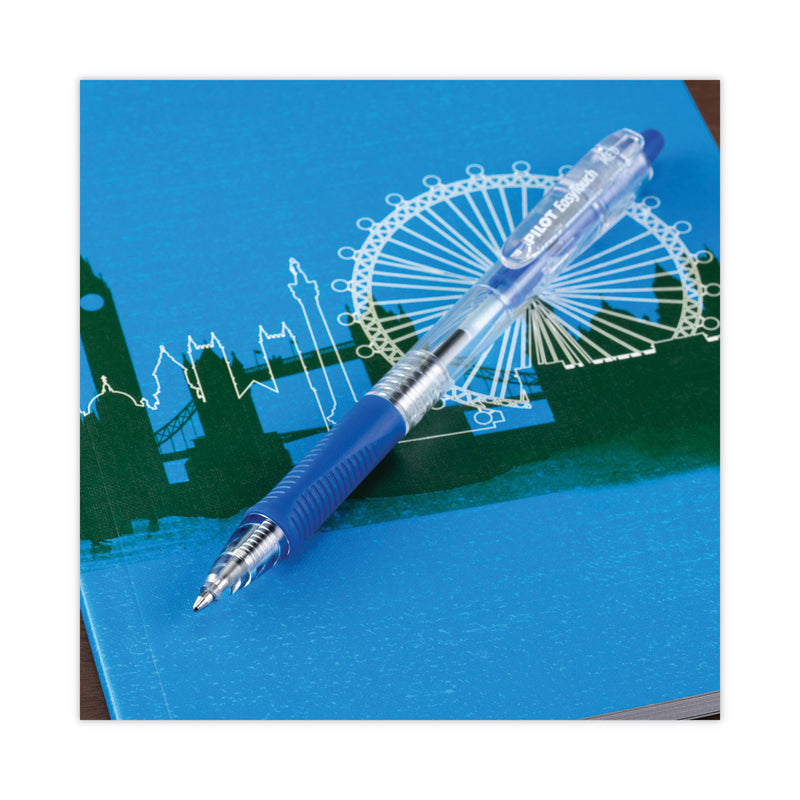 Pilot EasyTouch Ballpoint Pen, Retractable, Fine 0.7 mm, Blue Ink, Clear Barrel, Dozen